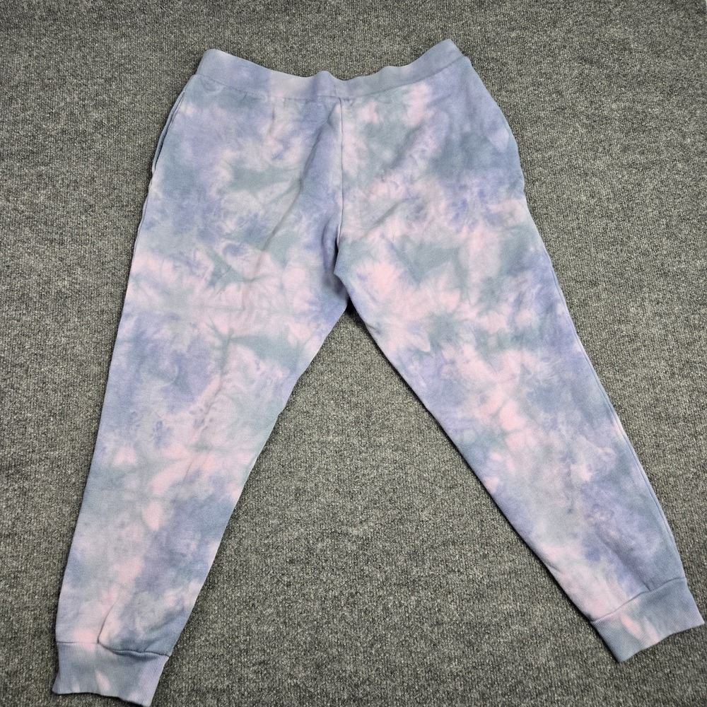 Victoria's Secret Fleece Mid Rise L Jogger Pants Blue/Pink Tie-Dye Cloud - Picture 6 of 10